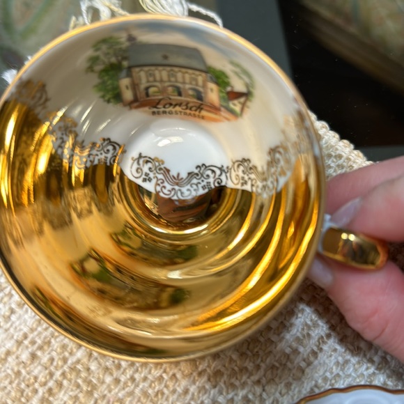 Vintage gold plated espresso coffee cup with a saucer Bareuther Bavaria Lorsch - Picture 9 of 10